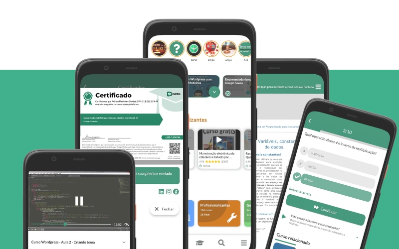 Téléchargez l'application Cursa. Il existe des centaines de cours gratuits disponibles, avec un certificat d'achèvement gratuit qui est enregistré dans votre galerie d'images mobile.